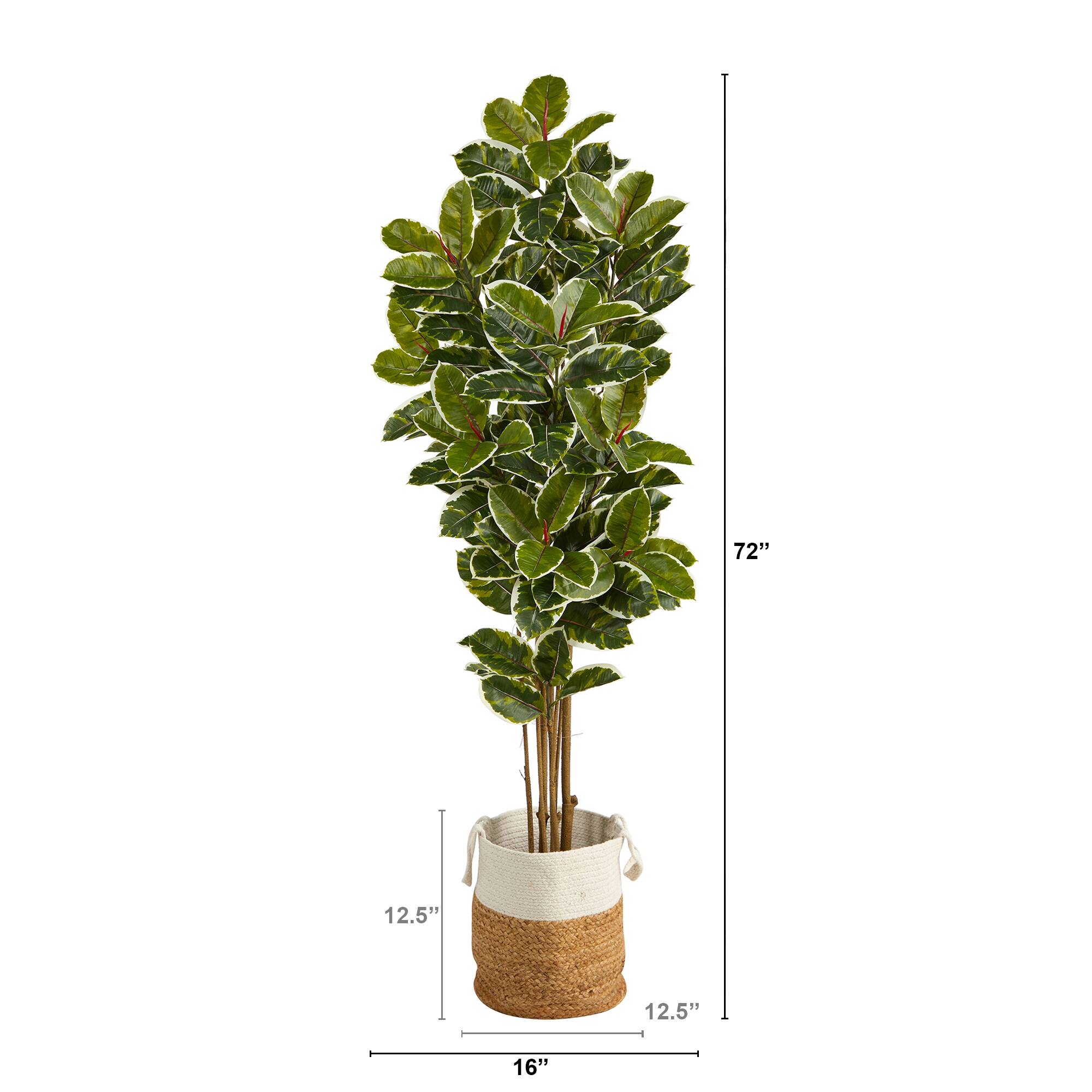 6ft. Oak Artificial Tree in Handmade Natural Jute and Cotton Planter UV Resistant (Indoor/Outdoor)